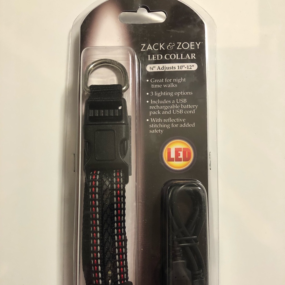 Zack & Zoey Fluorescent LED Dog Collar Black